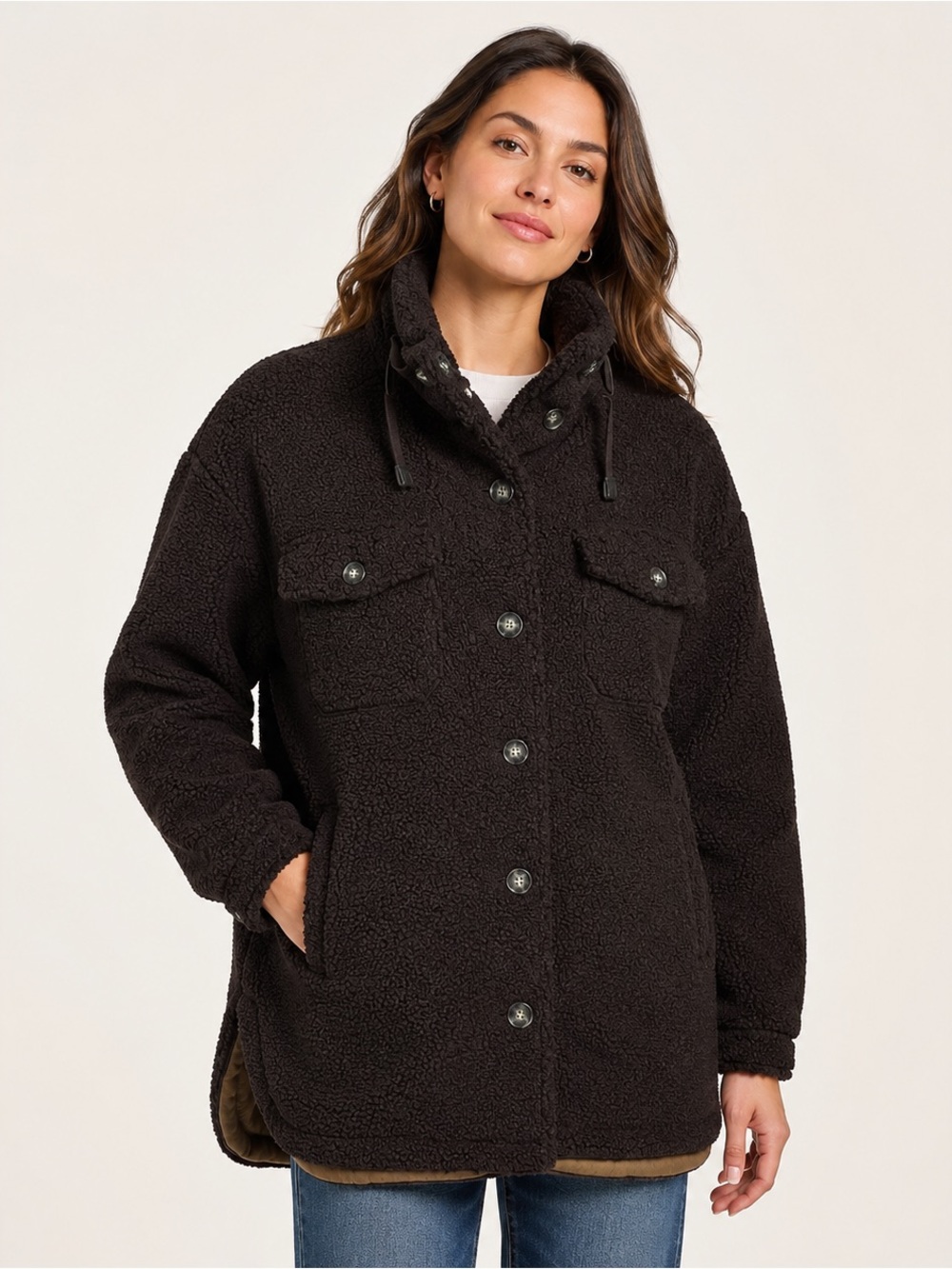Koolaburra Black Sherpa Button-Front Jacket